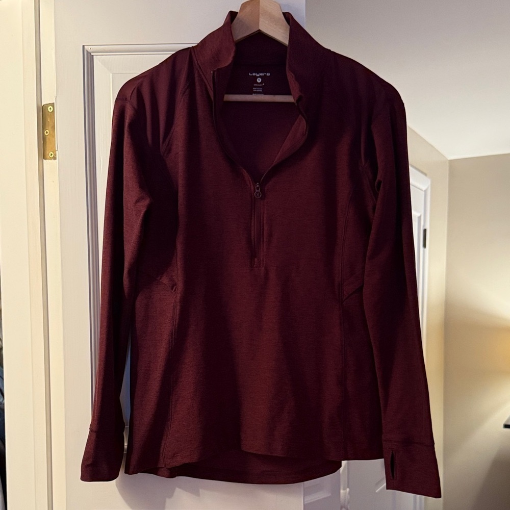 Layer 8 Maroon Quarter-Zip Pullover Top Size Small EUC